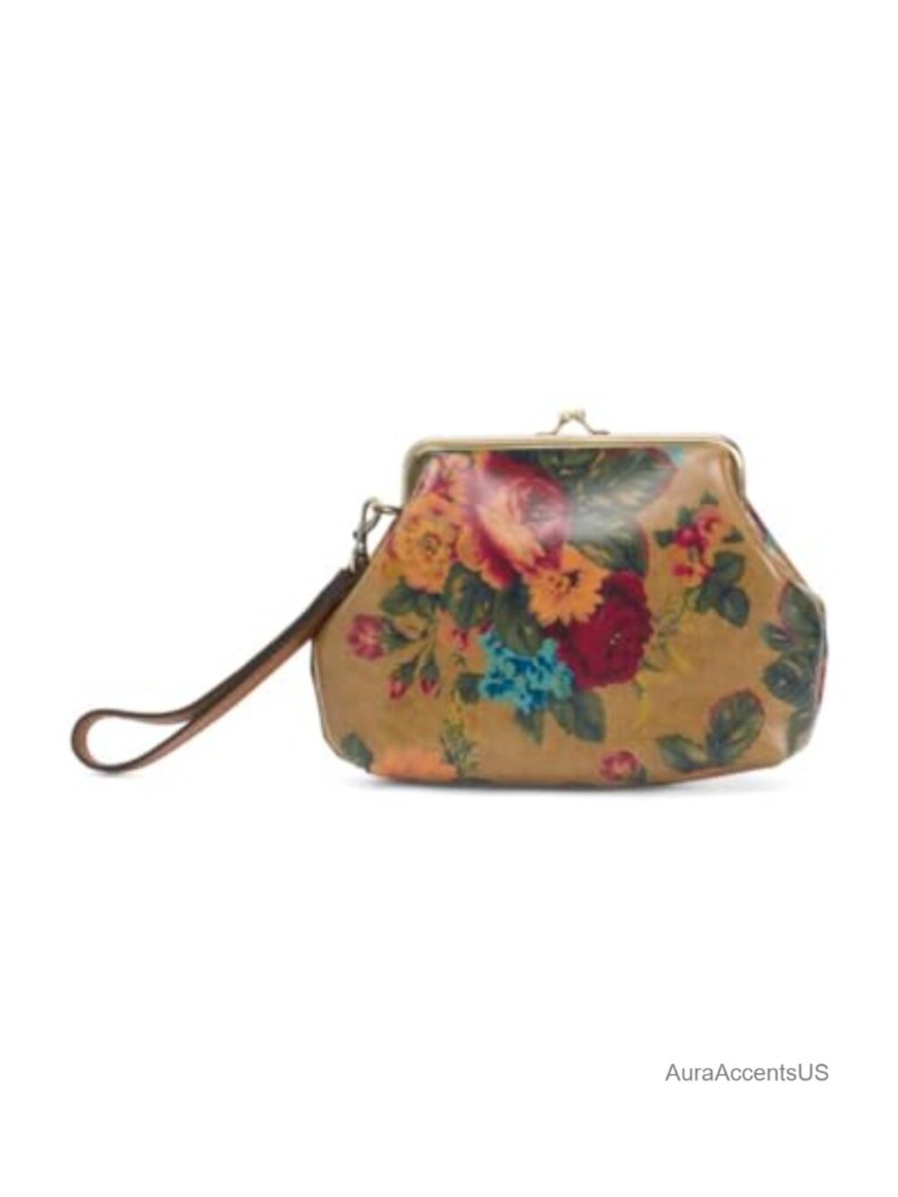 Patricia Nash Leather Savena Framed Kisslock Wristlet Wallet